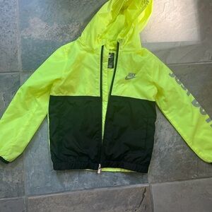 Nike Kids Neon Yellow and Black Raincoat